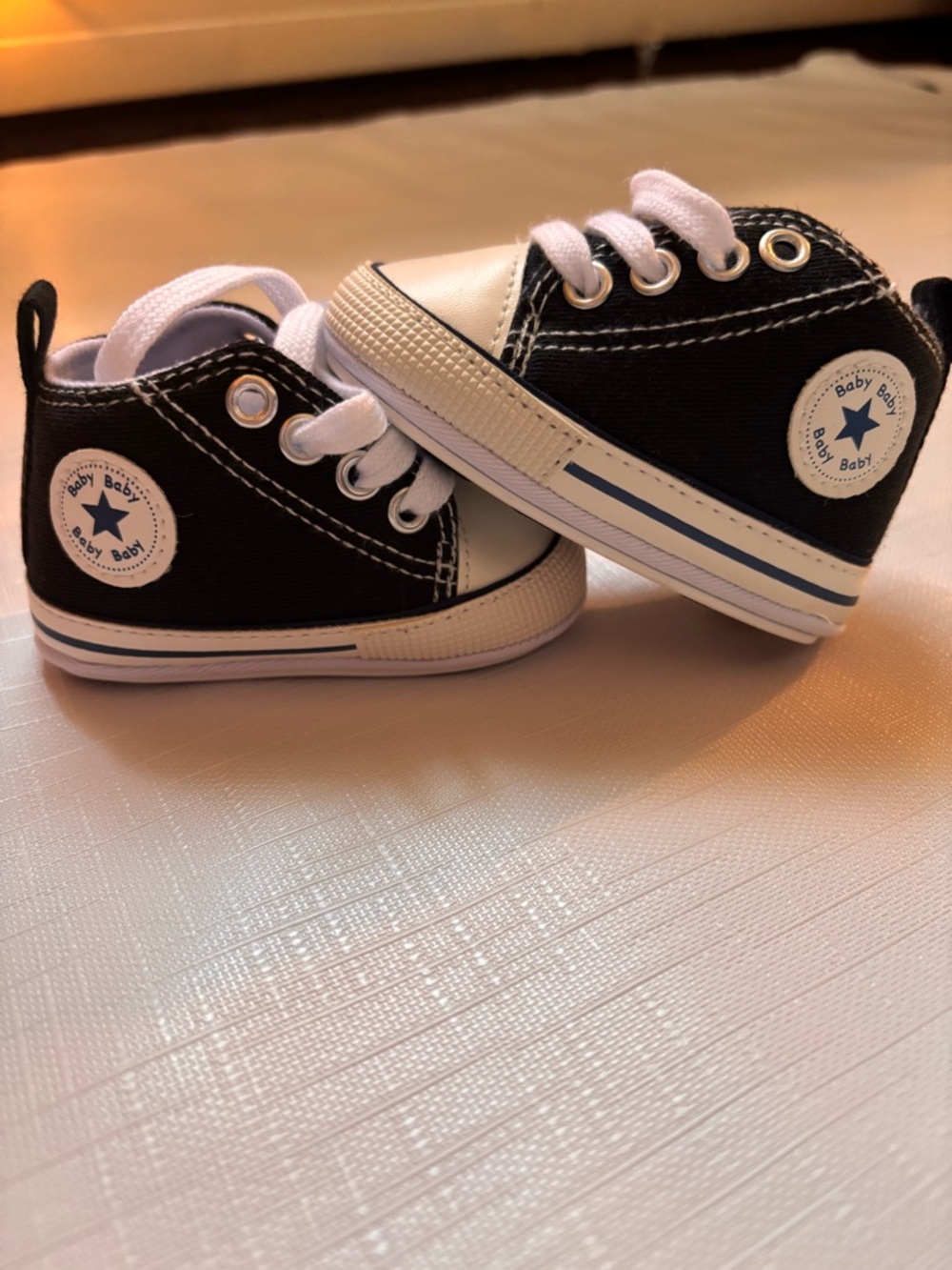 Baby Black Canvas High-Top Sneakers for Kids